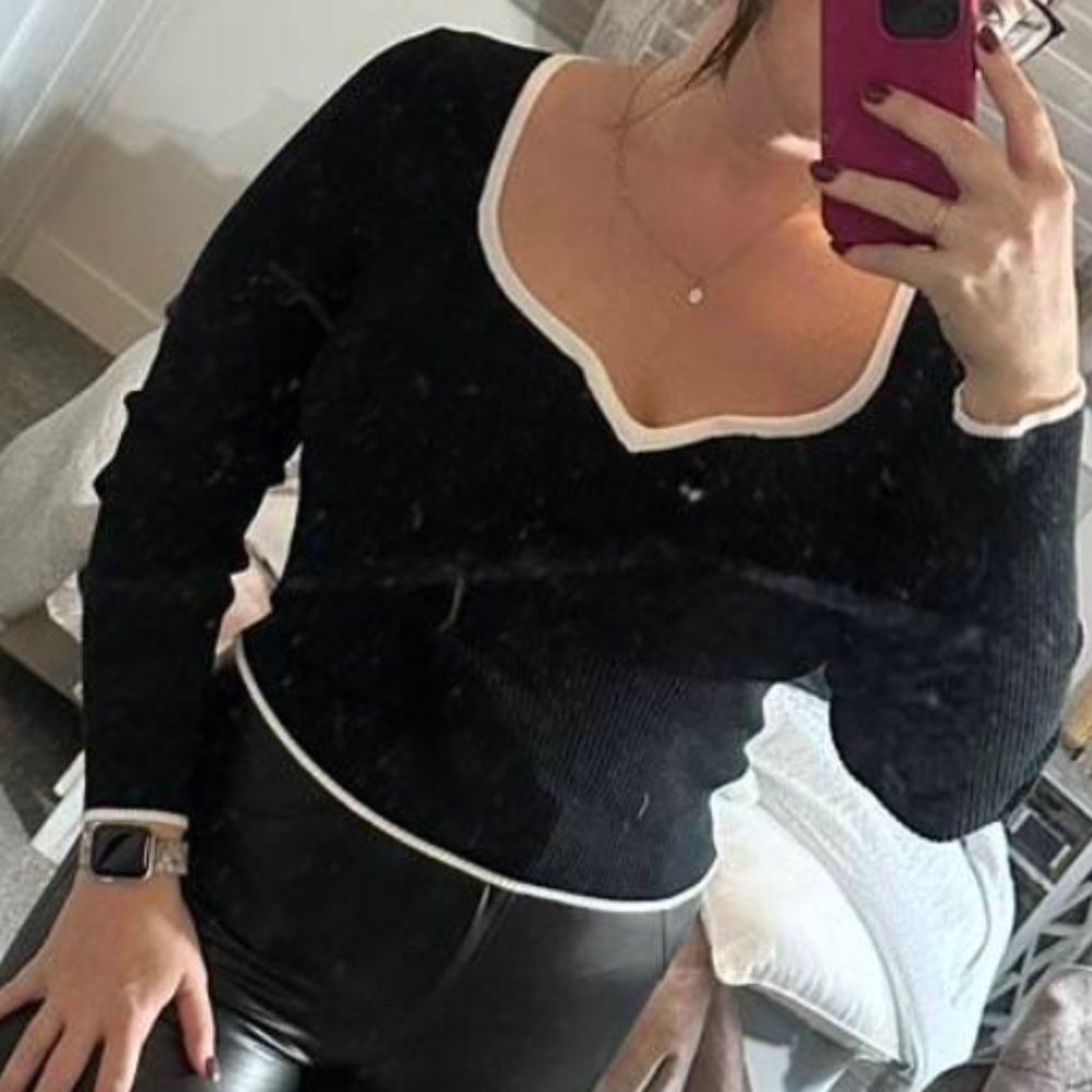 Solid Ribbed Color Block Stretchy Long Sleeve Top - Picture 8 of 12